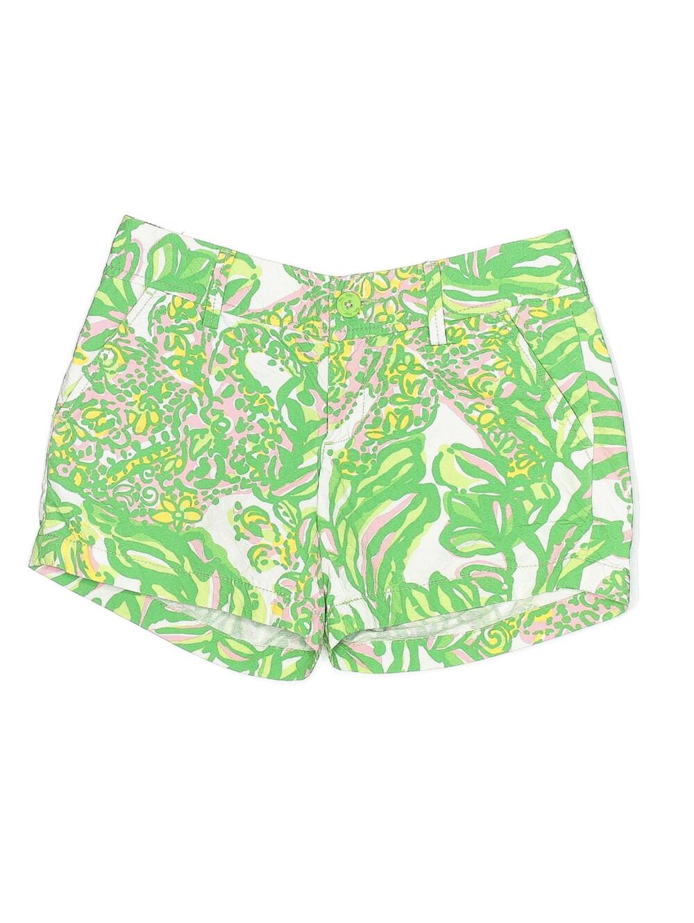 Lilly Pulitzer Pink Green Cotton Shorts Size 0